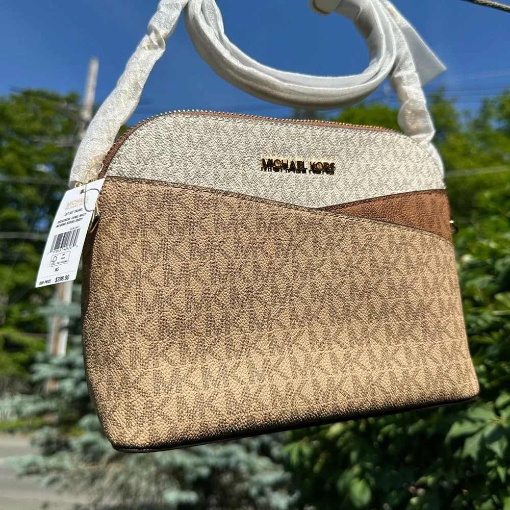 Michael Kors Jet Set color block crossbody Camel NWT - Picture 8 of 12